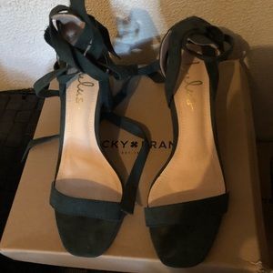 Airis Green Suede Lace-Up Heels-Lulus